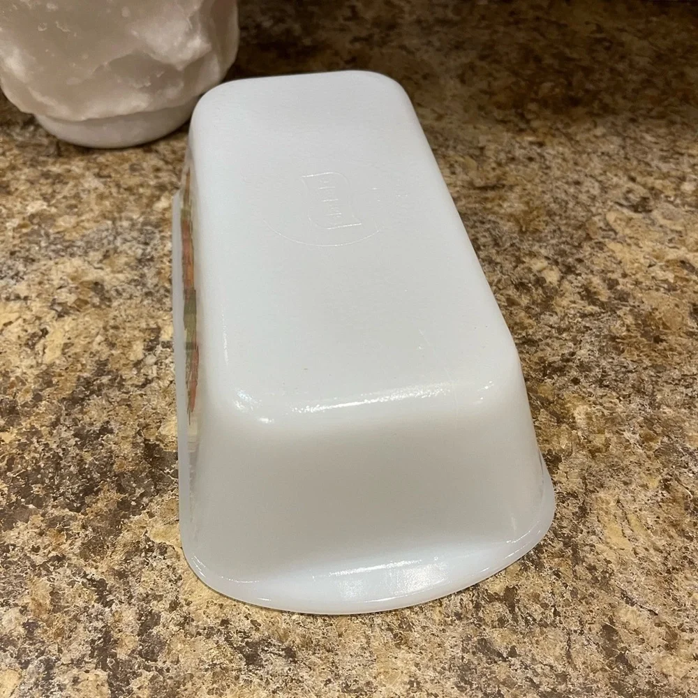 Vintage Glasbake Vegetable Pattern Baking Dish 1 1/2 Qt. J522 USA Loaf Pan